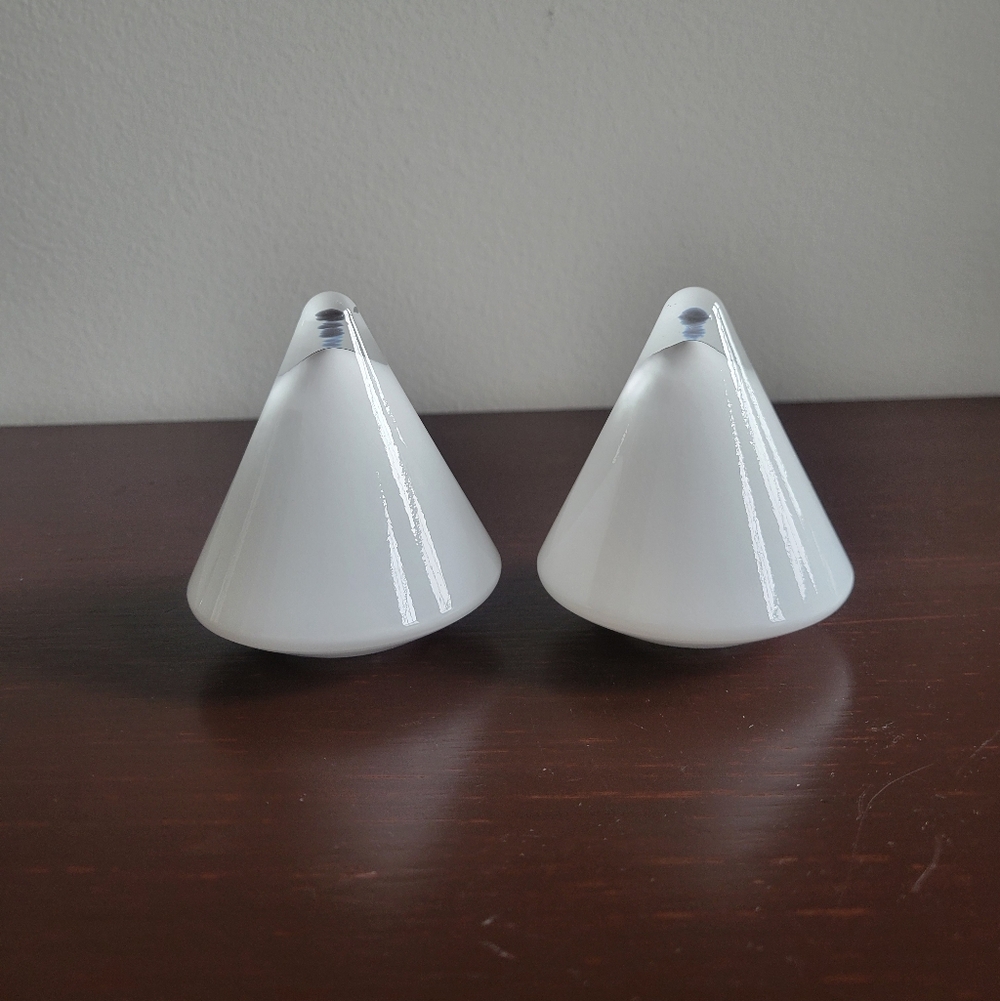 Vintage Opaline Clear Glass Cone Light Shades, Set of 2